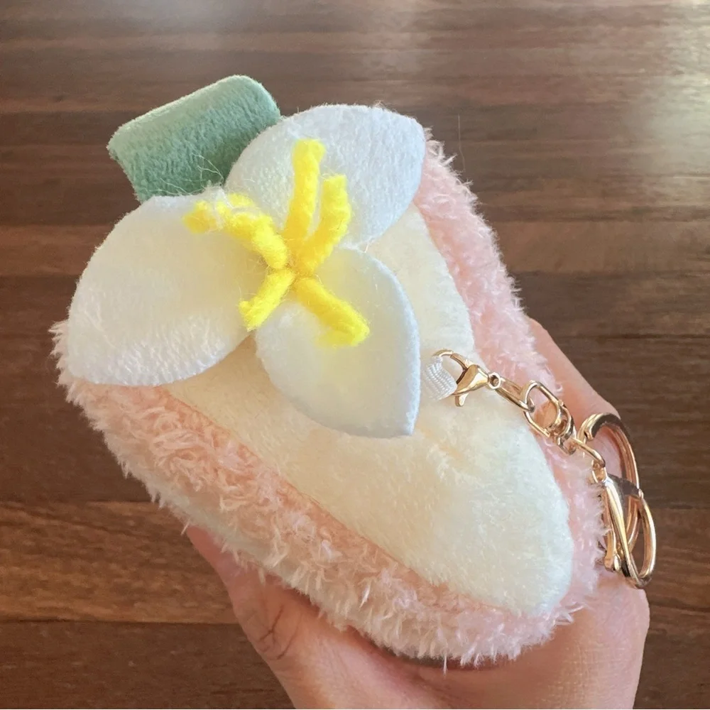 Pink Cake Slice Plush Keychain Kawaii Dessert Plush Bag Charm Cute Gift New